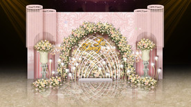 粉色婚礼迎宾区