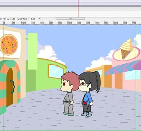 两个好朋友在食街逛街12秒动画