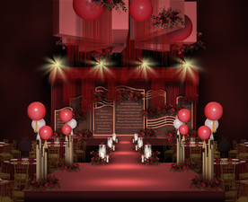 红色复古婚礼仪式区