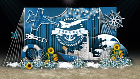 蓝色海洋系婚礼迎宾区