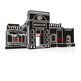 新疆哈密瓜文化馆古建筑剪影矢量