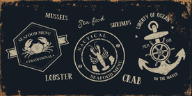 手绘海鲜装饰画背景墙