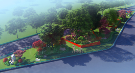 美丽乡村道路绿化鸟瞰图