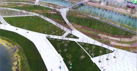 上海城市休闲绿地公园风光俯拍视