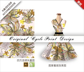 高端矢量手绘清新花朵可爱图案