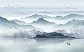 新中式山水背景墙装饰画