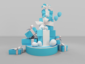 现代蓝色儿童礼品塔3d模型
