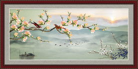 原创玉兰花鸟梅花装饰画