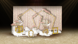 粉色系婚礼迎宾区