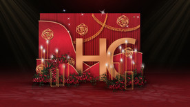 红金色婚礼迎宾区