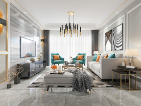 现代  客厅  3D  模型