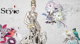 手绘花绘时尚背景墙