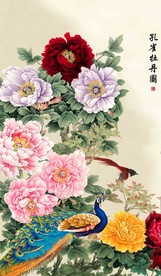 孔雀牡丹图
