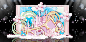 粉蓝色宝宝宴迎宾区