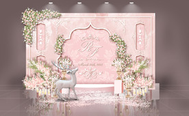 裸粉色婚礼迎宾区