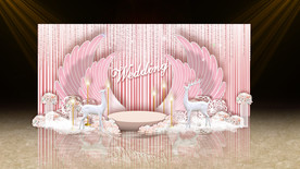 天使羽毛粉色婚礼迎宾区