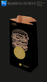 高档大气小吃外卖打包牛皮纸袋