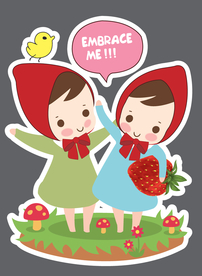 小红帽迎宾牌 双胞胎迎宾牌