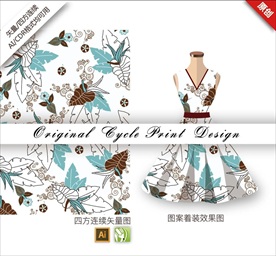 矢量抽象中国风几何花朵花纹图案