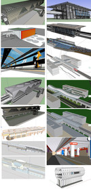 轻轨地铁站SU模型