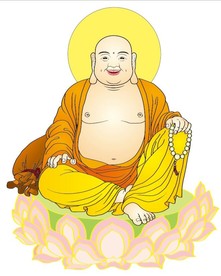 弥勒佛矢量线稿