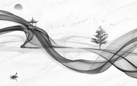 中国风   抽象山水画 大厅装