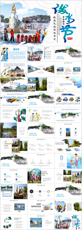 西双版纳傣族泼水节宣传ppt