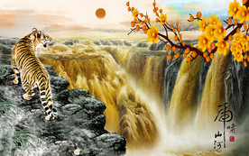 虎啸山河电视背景墙