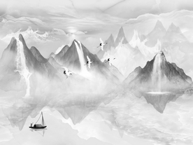 中式水墨山水 山水情 水墨画