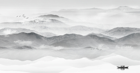 中式水墨山水 山水情 水墨画