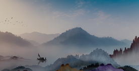 中式水墨山水 山水情 水墨画