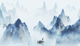 中式水墨山水 山水情 水墨画