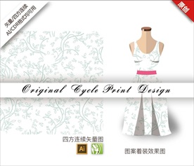 矢量清新简约线条花朵图案