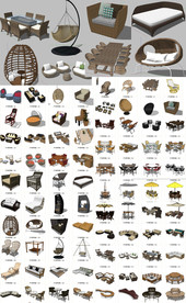 休闲藤椅SU模型