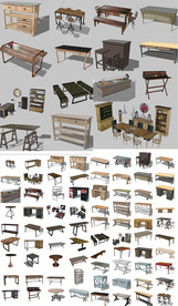 工业风桌子SU模型