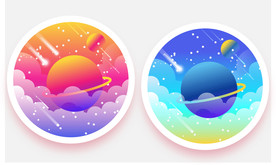 AI绚烂星球小插画