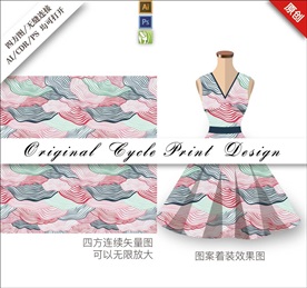 矢量抽象手绘酷炫线条循环图案