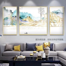 抽象线条金山风景沙发装饰画
