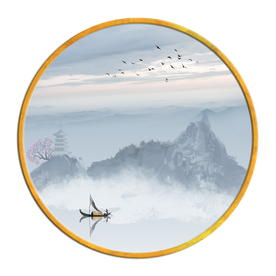 中国风   抽象山水画 大厅装