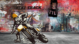 赛车涂鸦工装背景墙