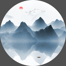 抽象水墨山水画