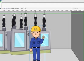 电力工人配电设施前面说话讲解