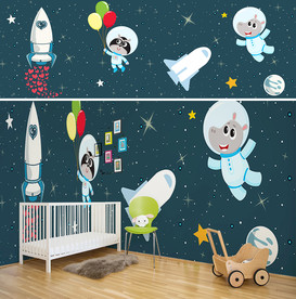 宇宙太空儿童背景墙