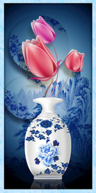 郁金香花瓶青花瓷玄关背景