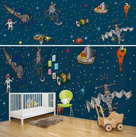 宇宙太空星空儿童背景墙