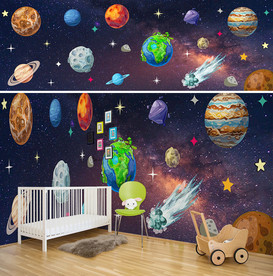 太空星空星球背景墙