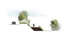 小清新景观河堤断面图PSD