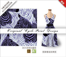 原创手绘抽象斑马条纹循环图案