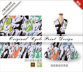 原创手绘涂鸦抽象蜡笔循环图案