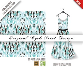 原创抽象线条豹纹色块循环图案